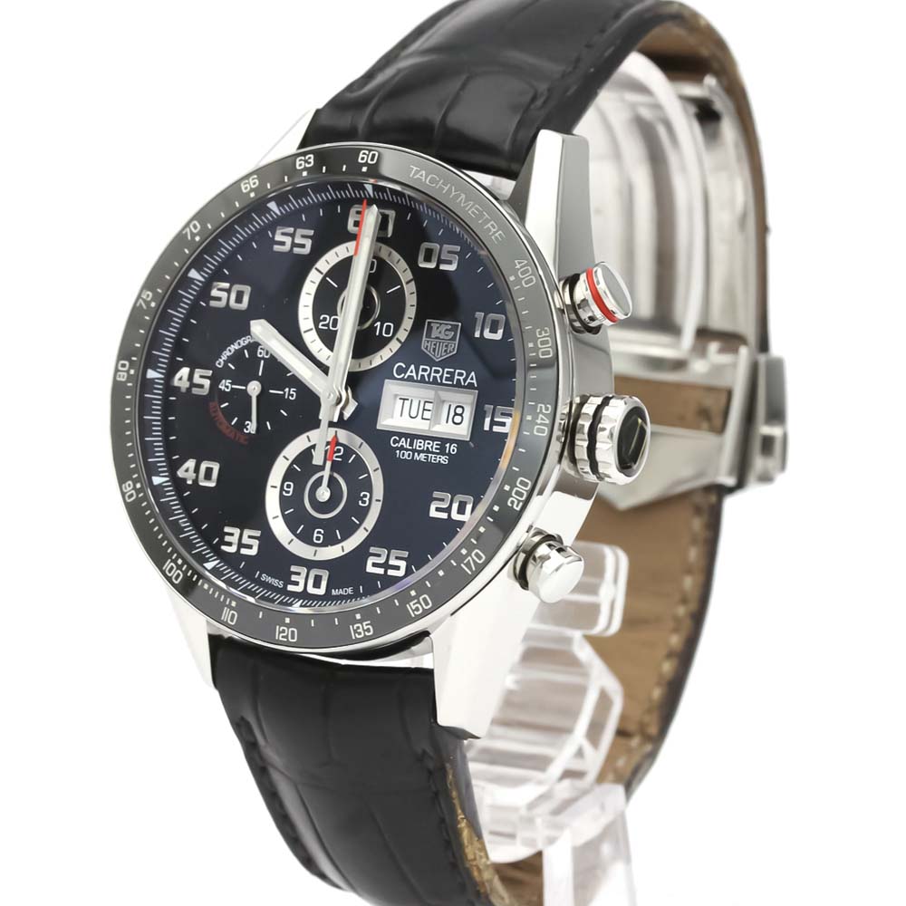 

Tag Heuer Black Stainless Steel Carrera Automatic Cv2A1R Men's Wristwatch