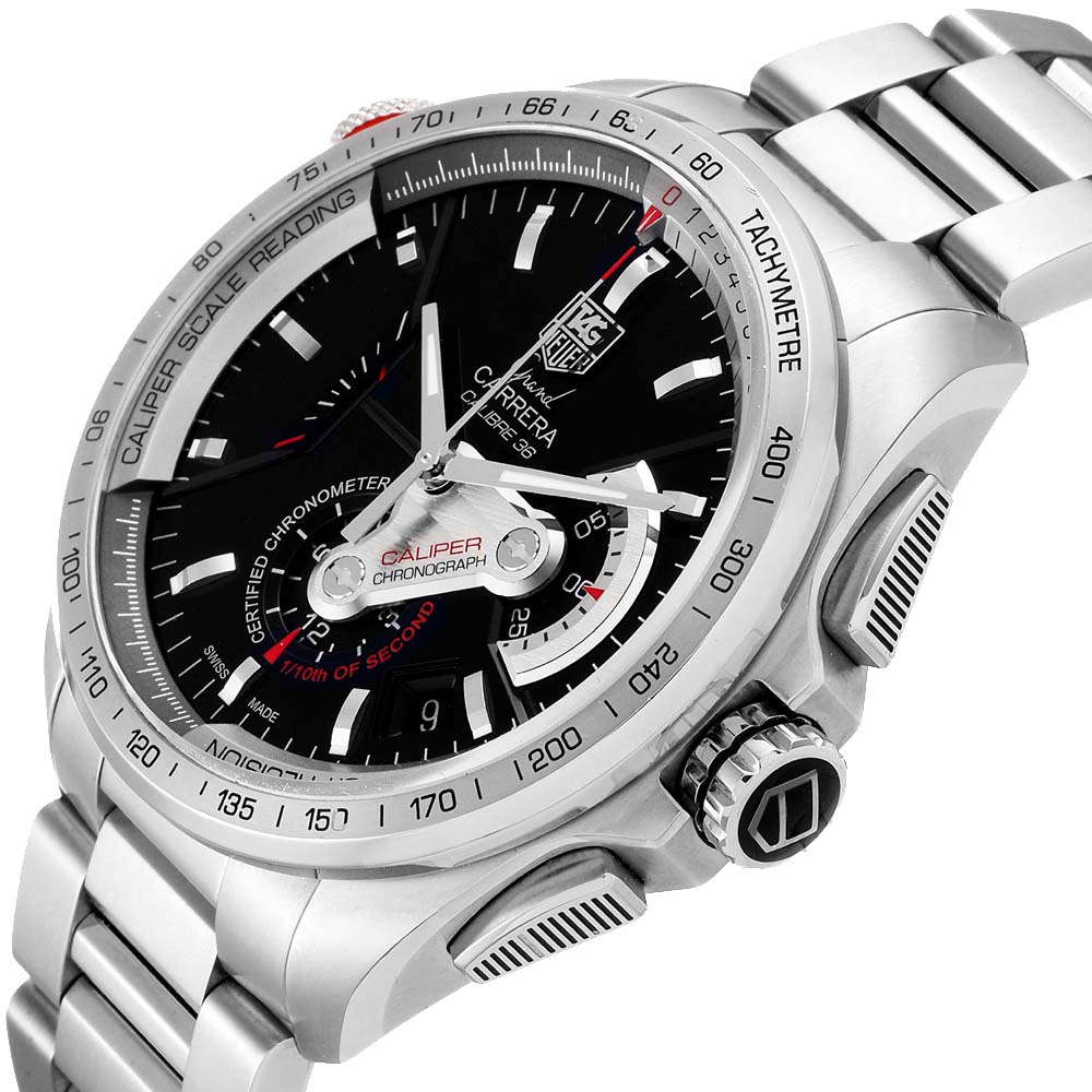 

Tag Heuer Black Staineless Steel Grand Carrera Calibre CAV5115 Men's Wristwatch 44 MM