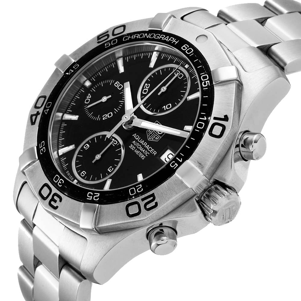 

Tag Heuer Black Stainless Steel Aquaracer Chronograph CAF2110 Men's Wristwatch 41 MM