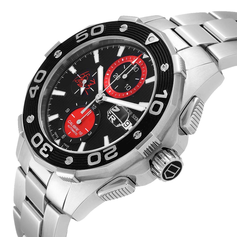 

Tag Heuer Black Stainless Steel Aquaracer AIR-K Nishikori Japan Limited CAJ2113 Men's Wristwatch 44 MM