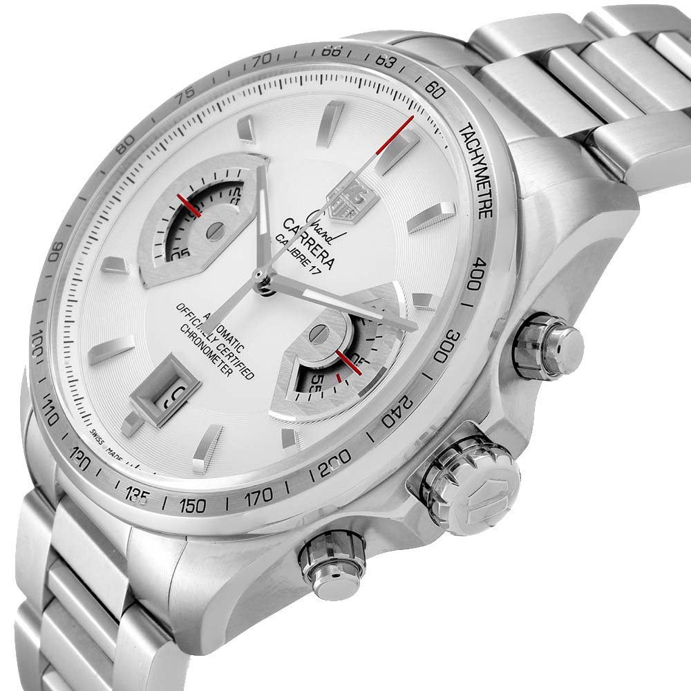 

Tag Heuer White Stainless Steel Grand Carrera CAV511B Men's Wristwatch 43 MM