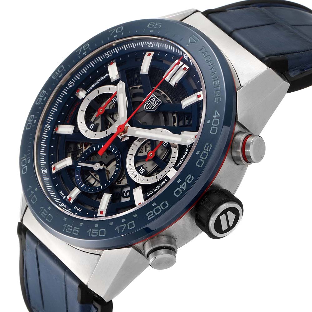 

Tag Heuer Blue Stainless Steel Carrera CBG2A1Z Men's Wristwatch 45 MM
