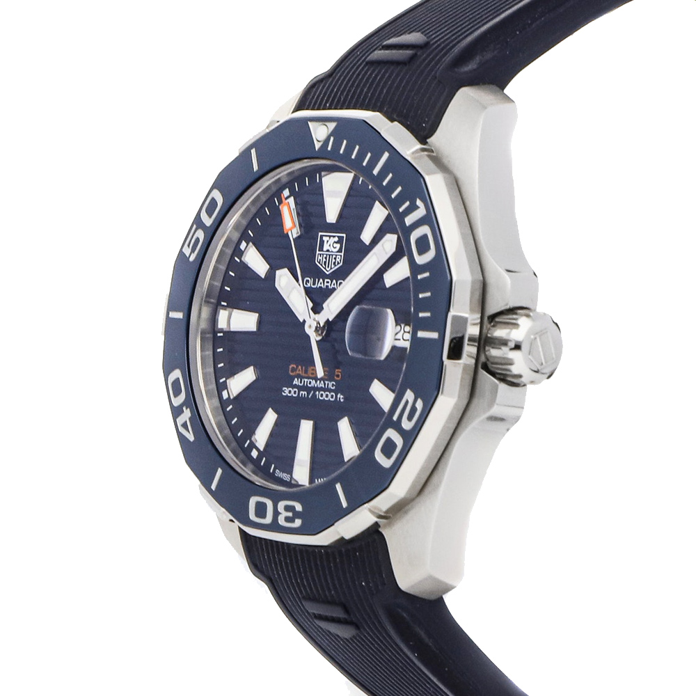 

Tag Heuer Blue Stainless Steel Aquaracer Calibre 5 WAY211C.FT6155 Men's Wristwatch 41 MM