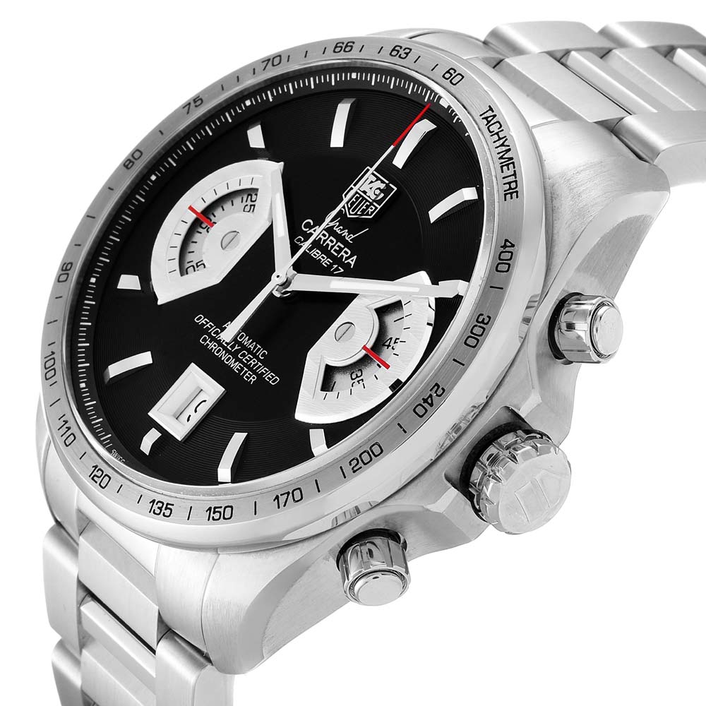 

Tag Heuer Black Stainless Steel Grand Carrera Automatic CAV511A Men's Wristwatch 43 MM