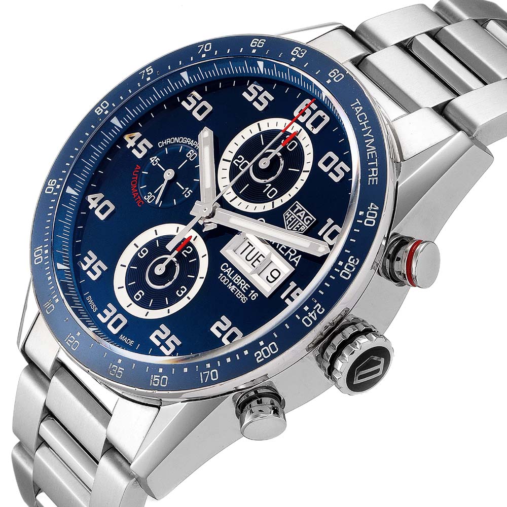 

Tag Heuer Blue Stainless Steel Carrera Chronograph CV2A1V Men's Wristwatch 43 MM