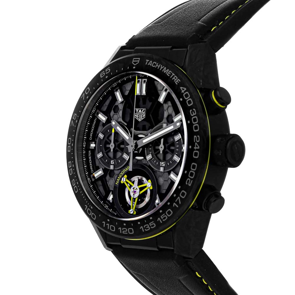 

Tag Heuer Black PVD Coated Titanium Carrera Nanograph Tourbillon Limited Edition CAR5A8K.FT6172 Men's Wristwatch 45 MM
