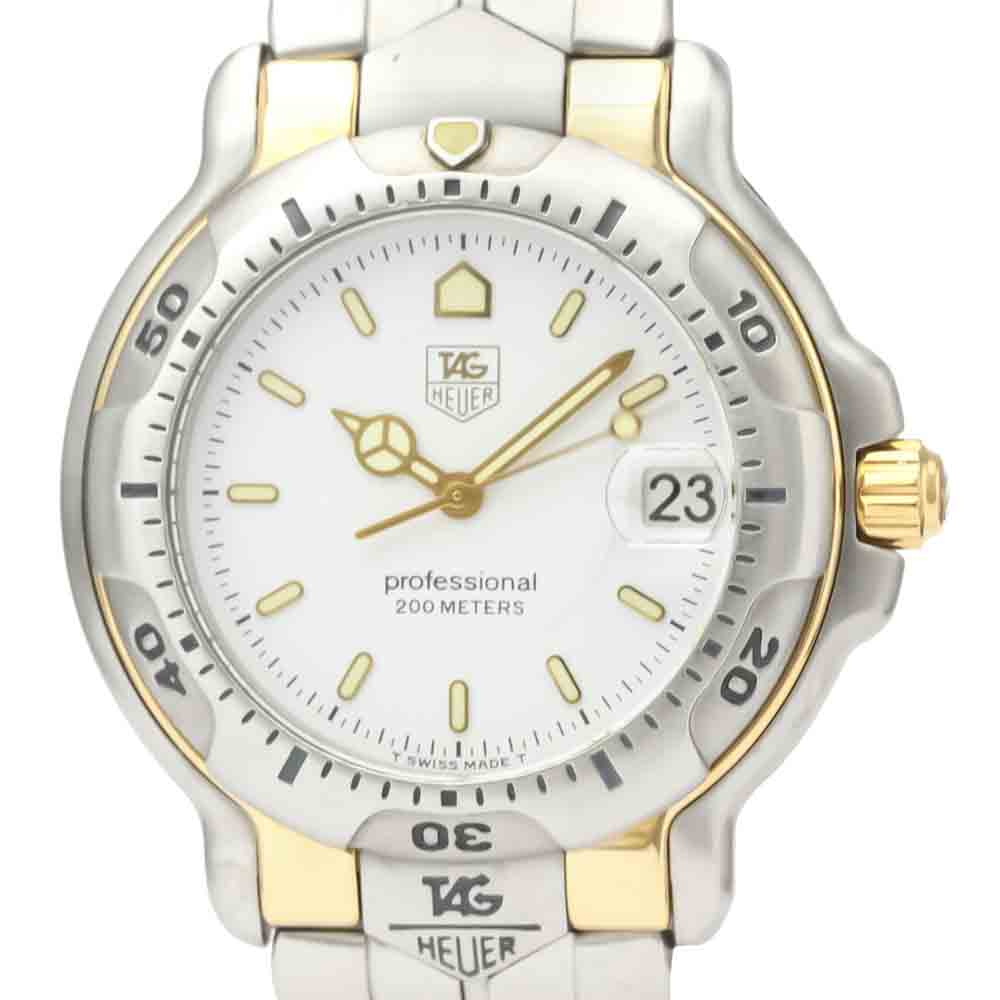 

Tag Heuer White 18K Yellow Gold And Stainless Steel 6000 Professional WH1151 Men's Wristwatch 39 MM