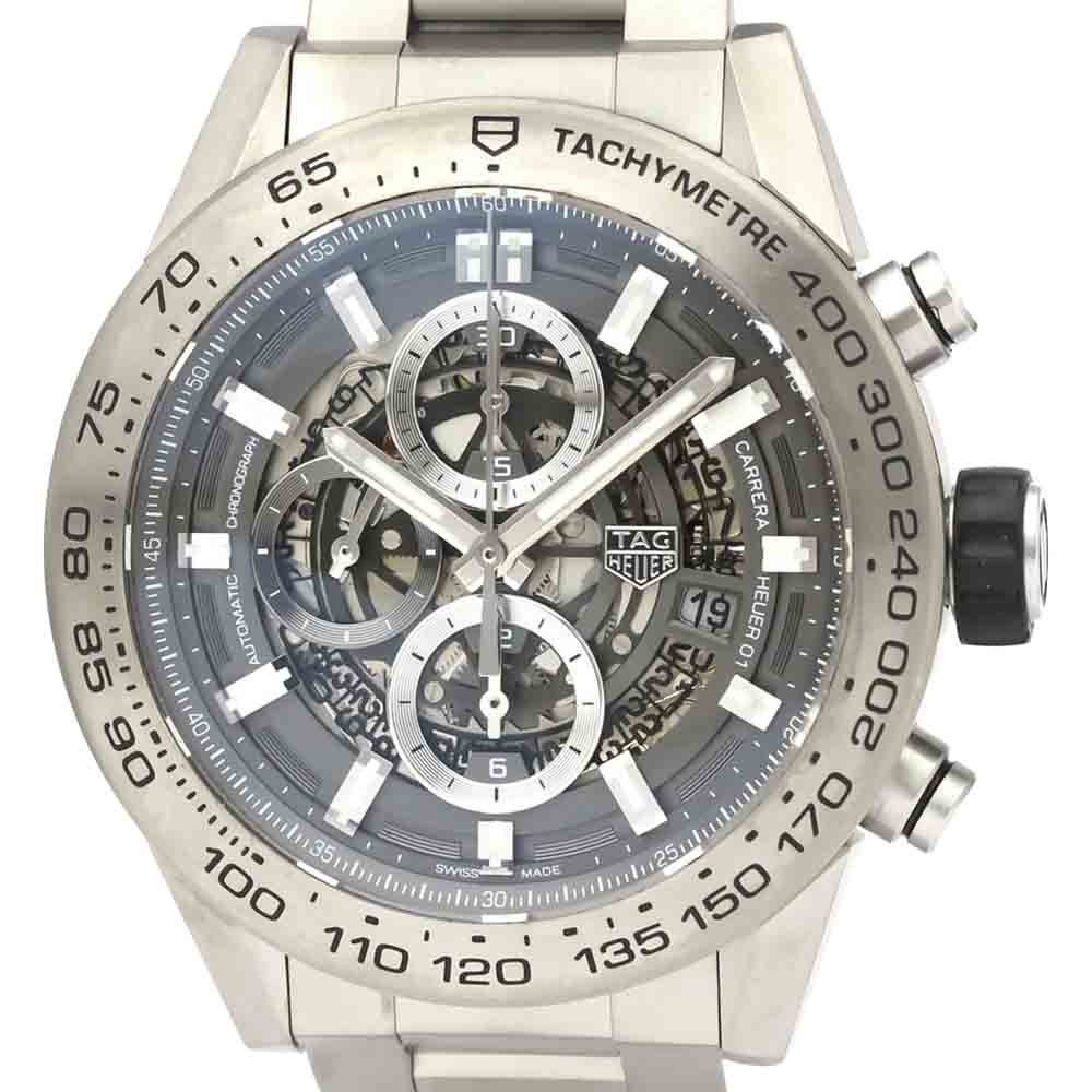 

Tag Heuer Grey Titanium Carrera Calibre 01 Chronograph CAR2A8A Men's Wristwatch 45 MM