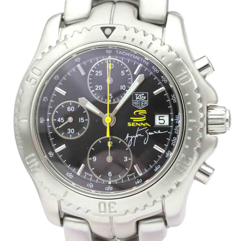 

Tag Heuer Black Stainless Steel Link Chronograph Ayrton Senna Limited CT2115 Men's Wristwatch 40 MM