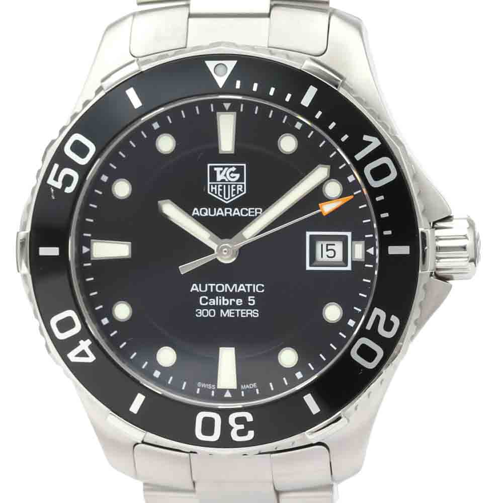 

Tag Heuer Black Stainless Steel Aquaracer Automatic WAN2110 Men's Wristwatch 41 MM