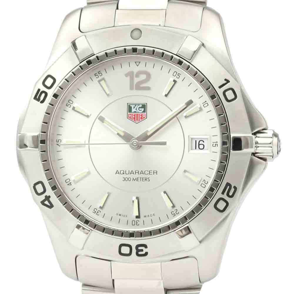 

Tag Heuer Silver Stainless Steel Aquaracer WAF1112 Quartz Men's Wristwatch 39 MM