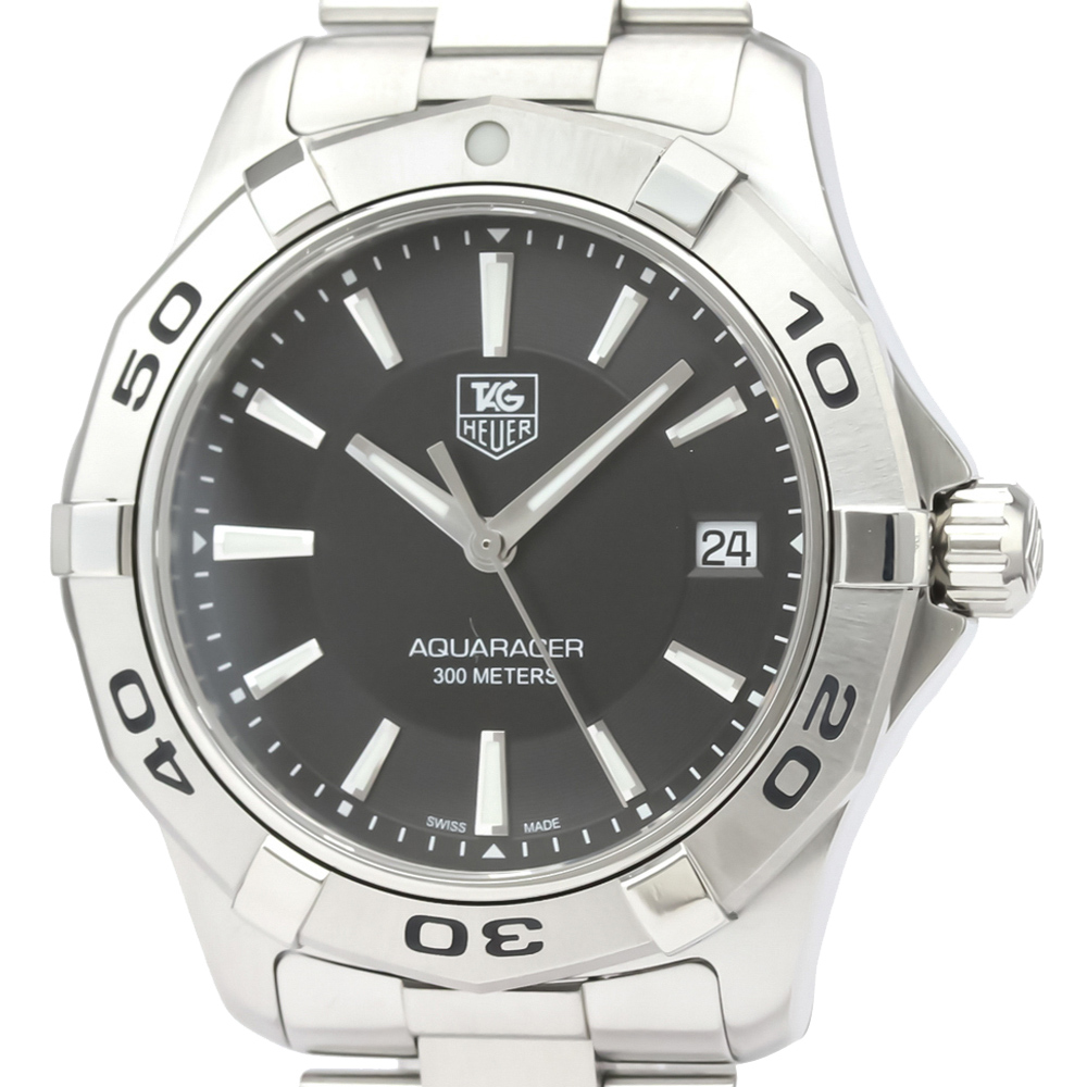 

Tag Heuer Black Stainless Steel Aquaracer WAP1110 Quartz Men's Wristwatch 40 MM