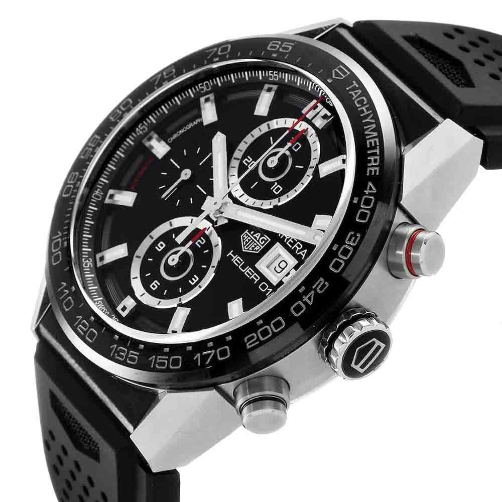 

Tag Heuer Black Stainless Steel Carrera Chronograph Automatic CAR201Z Men's Wristwatch 43 MM