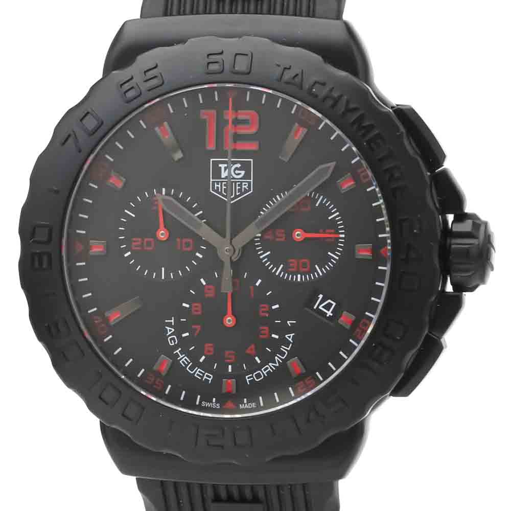 

Tag Heuer Black Stainless Steel Formula 1 Quartz Chronograph CAU111A Men's Wristwatch 42 MM