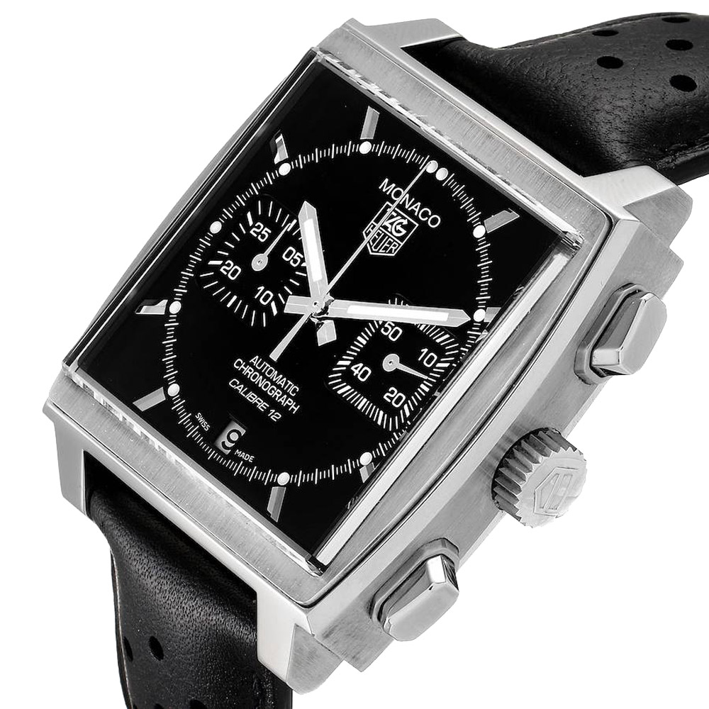 

Tag Heuer Black Stainless Steel Monaco Automatic CAW2110 Men's Wristwatch 39 MM