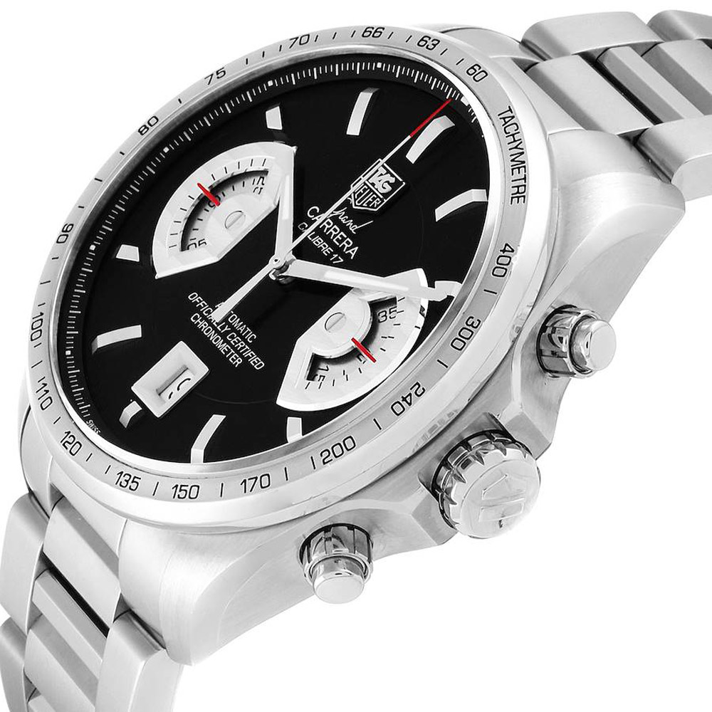 

Tag Heuer Black Stainless Steel Grand Carrera Automatic CAV511A Men's Wristwatch 43 MM