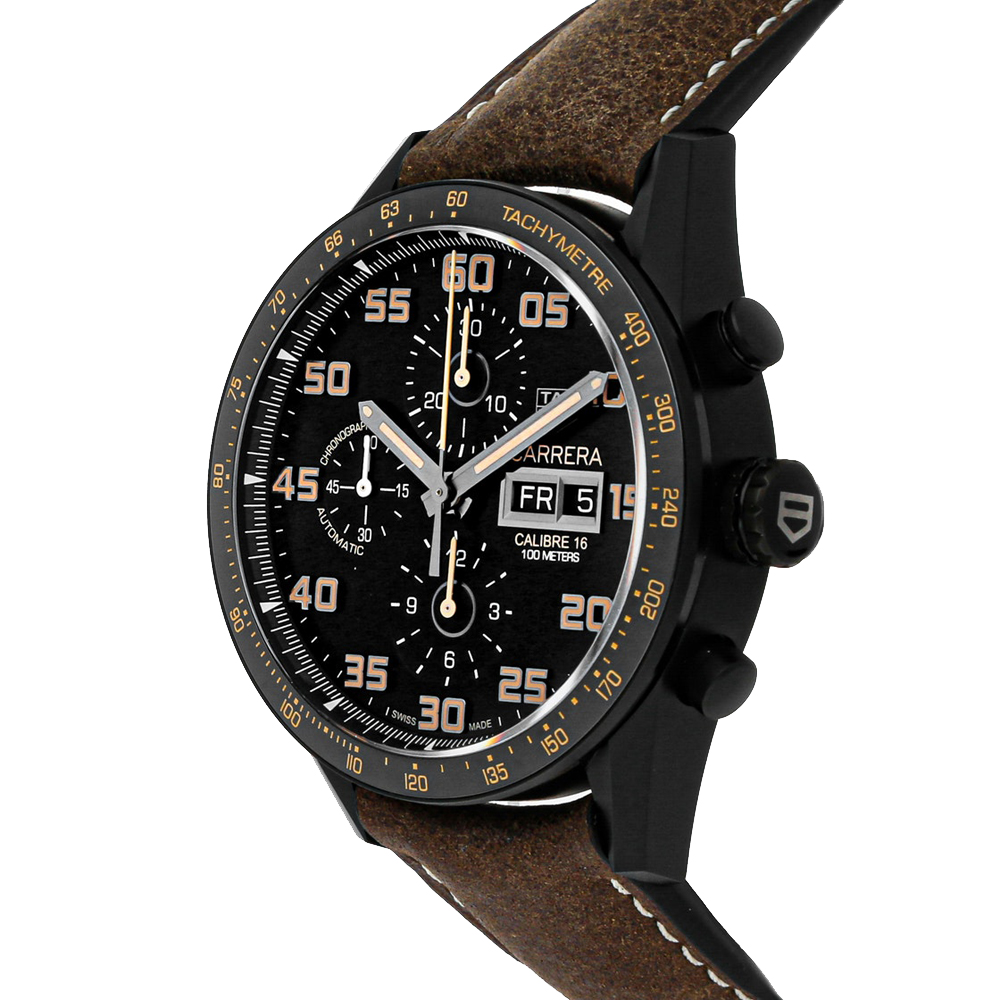 

Tag Heuer Black PVD Coated Titanium Carrera Chronograph CV2A84.FC6394 Men's Wristwatch 43 MM