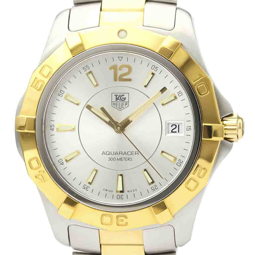 

Tag Heuer Silver Gold Plated And Stainless Steel Aquaracer WAF1120 Quartz Men's Wristwatch 40 MM