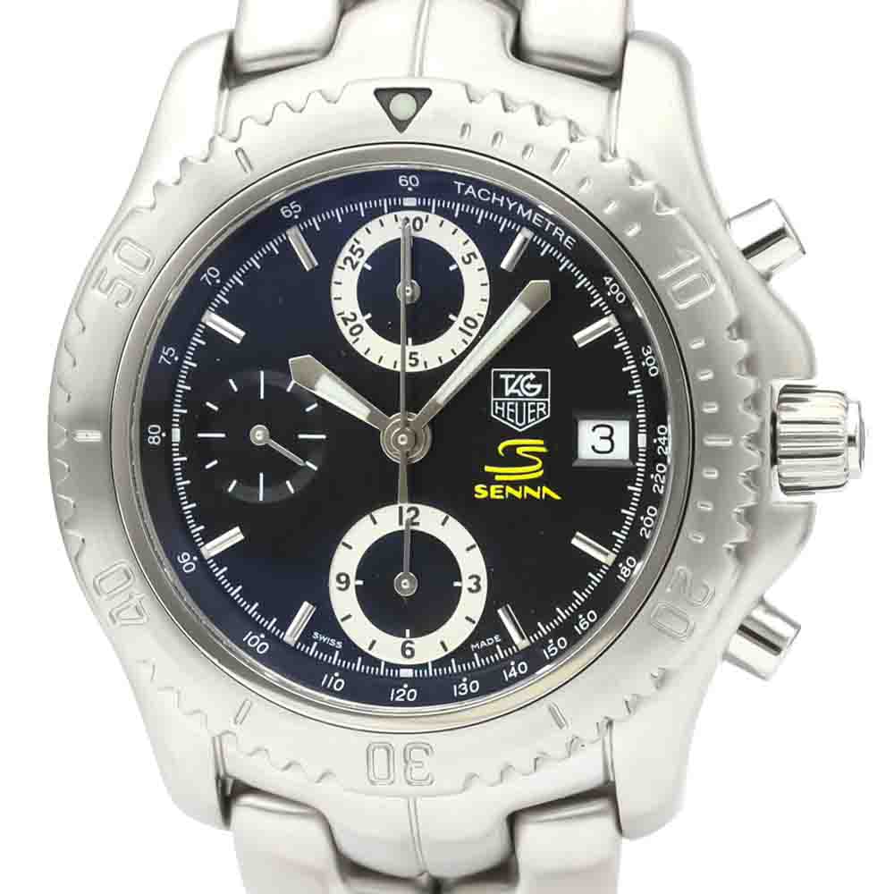 

Tag Heuer Black Stainless Steel Link Chronograph Ayrton Senna Limited CT5114 Men's Wristwatch 42 MM