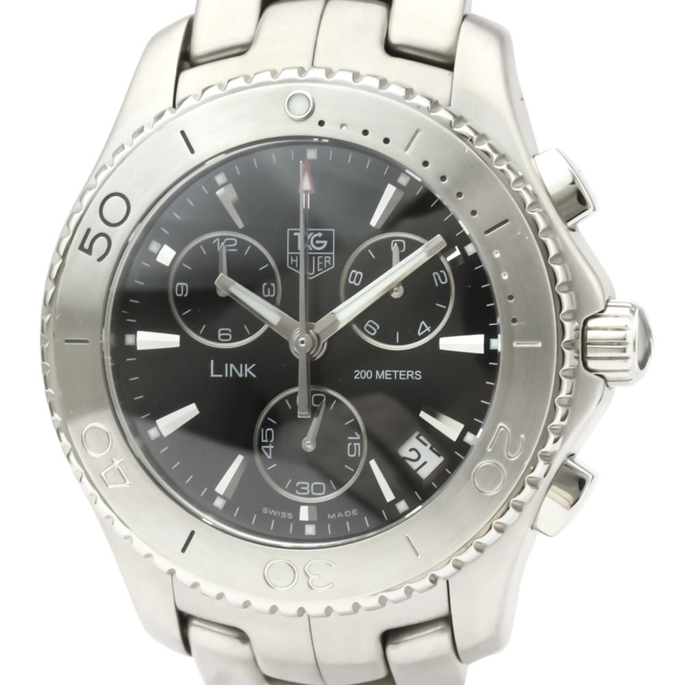 

Tag Heuer Black Stainless Steel Link Chronograph CJ1110 Automatic Men's Wristwatch 42 MM