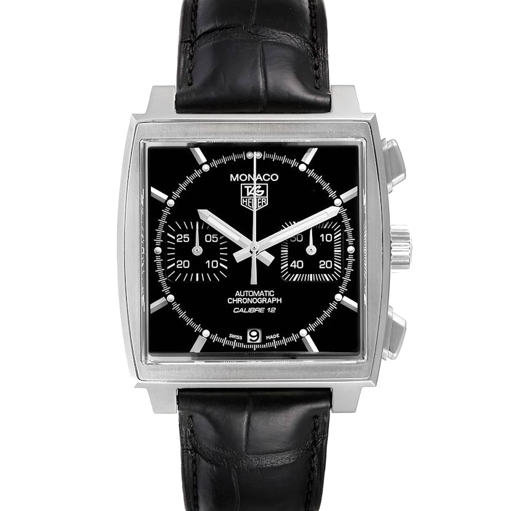 Click to view more detailed imagery on our partner's website Pre-owned Tag Heuer Black Stainless Steel Monaco Automatic Caw2110 Men's Wristwatch 39 Mm