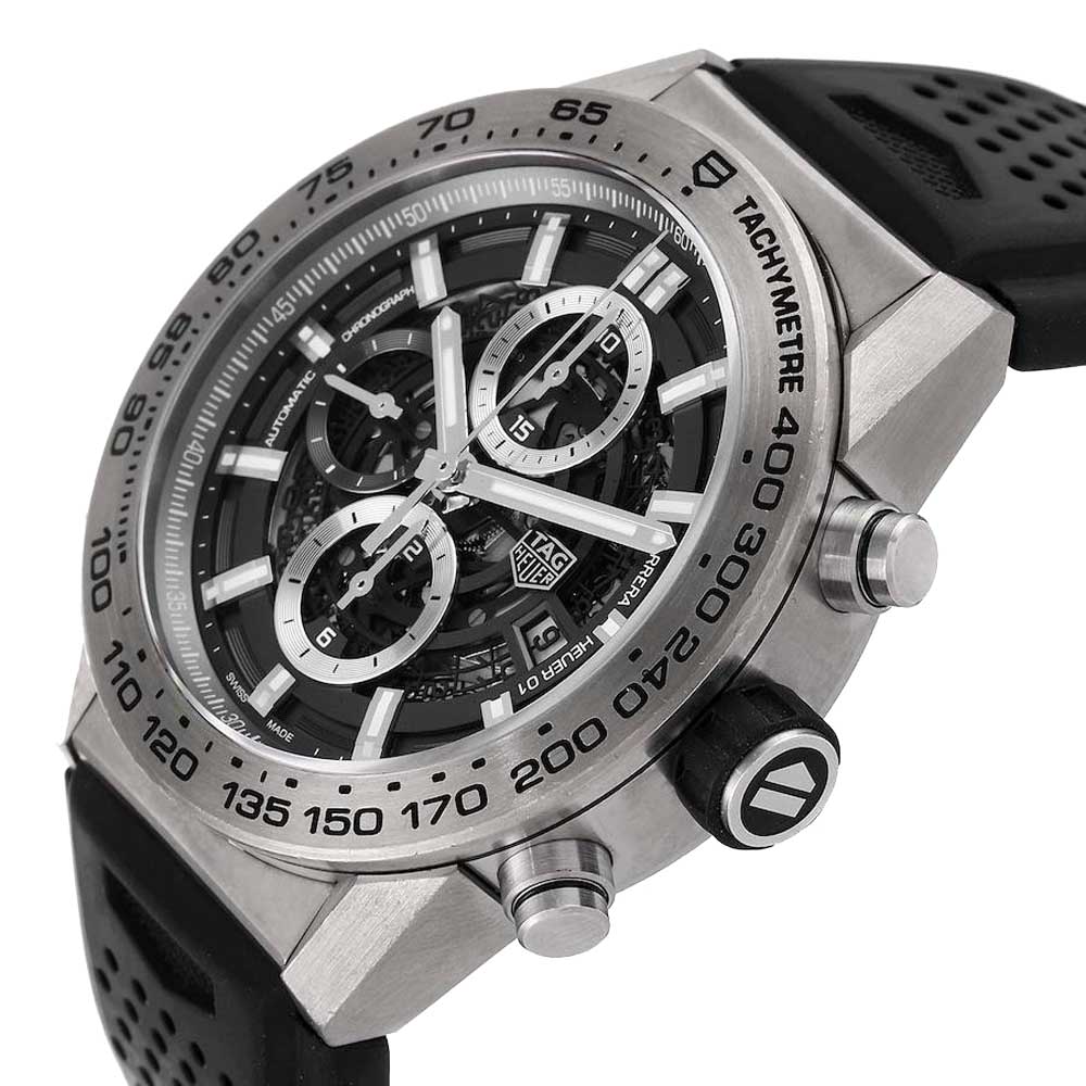 

Tag Heuer Grey Titanium Carrera Calibre Heuer 01 CAR2A8A Men's Wristwatch 45 MM