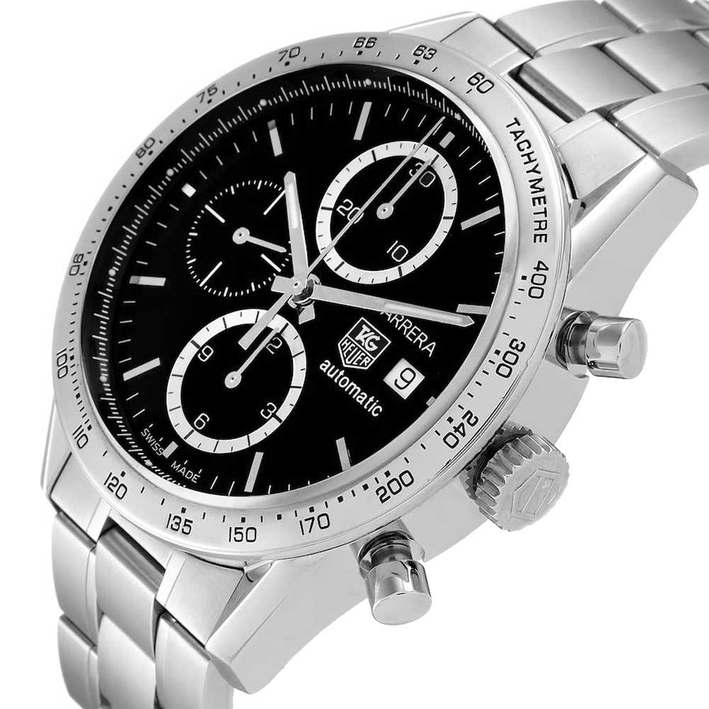 

Tag Heuer Black Stainless Steel Carrera Chronograph CV2016 Men's Wristwatch 41 MM