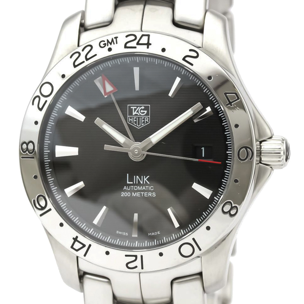 

Tag Heuer Black Stainless Steel Link GMT WJF2116 Automatic Men's Wristwatch 41 MM