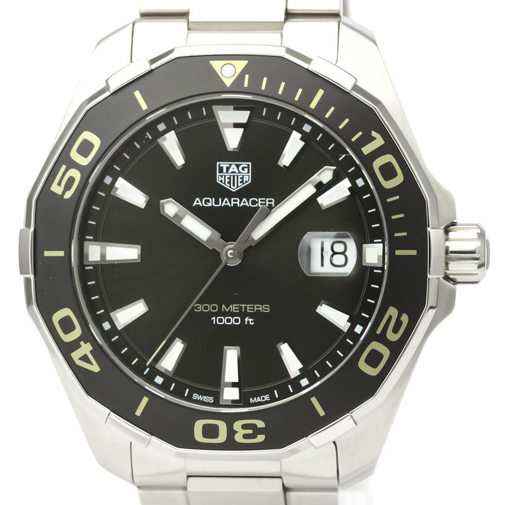 

Tag Heuer Black Stainless Steel Aquaracer WAY101E Quartz Men's Wristwatch 43 MM