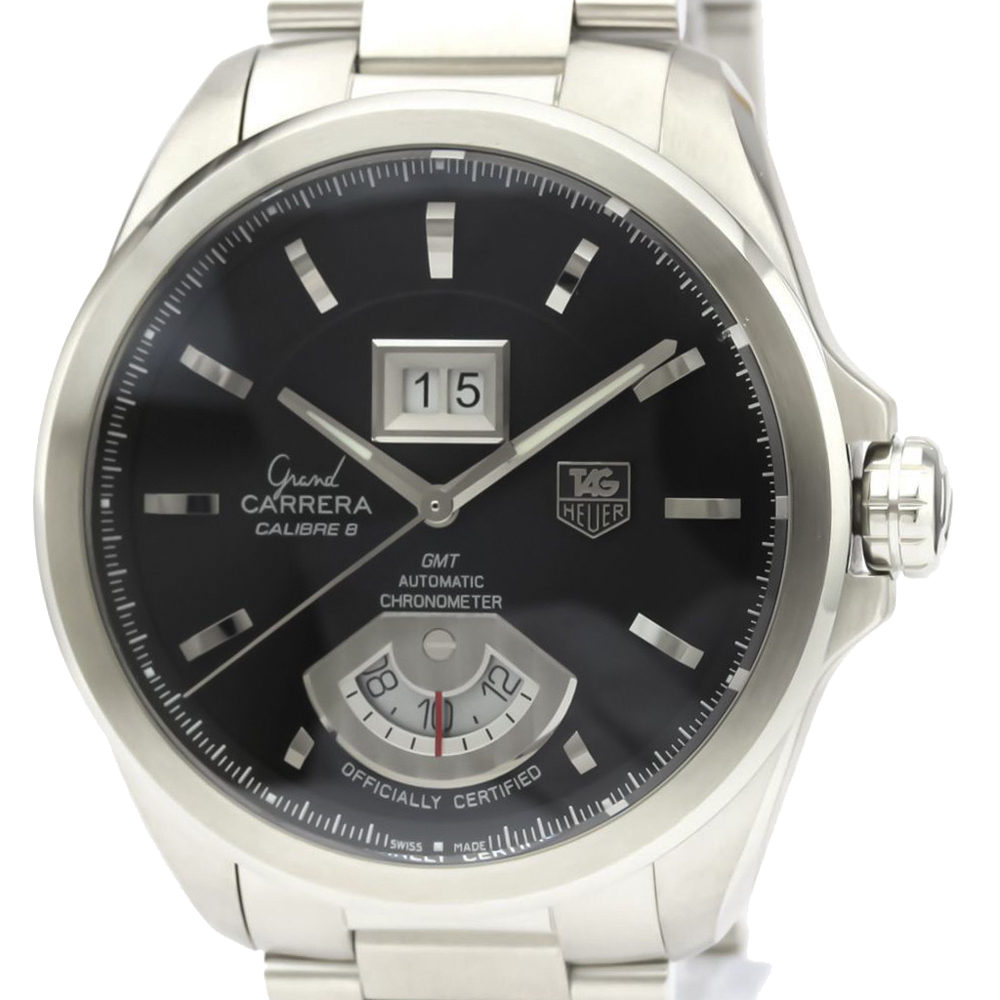 

Tag Heuer Black Stainless Steel Grand Carrera GMT WAV5111 Automatic Men's Wristwatch 43 MM