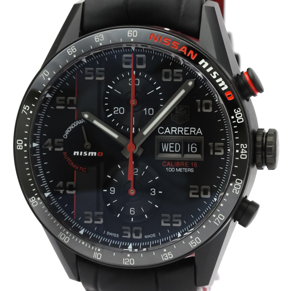 

Tag Heuer Black Titainium Carrera Calibre 16 Chronograph Nismo LTD Edition CV2A82 Men's Wristwatch 43 MM