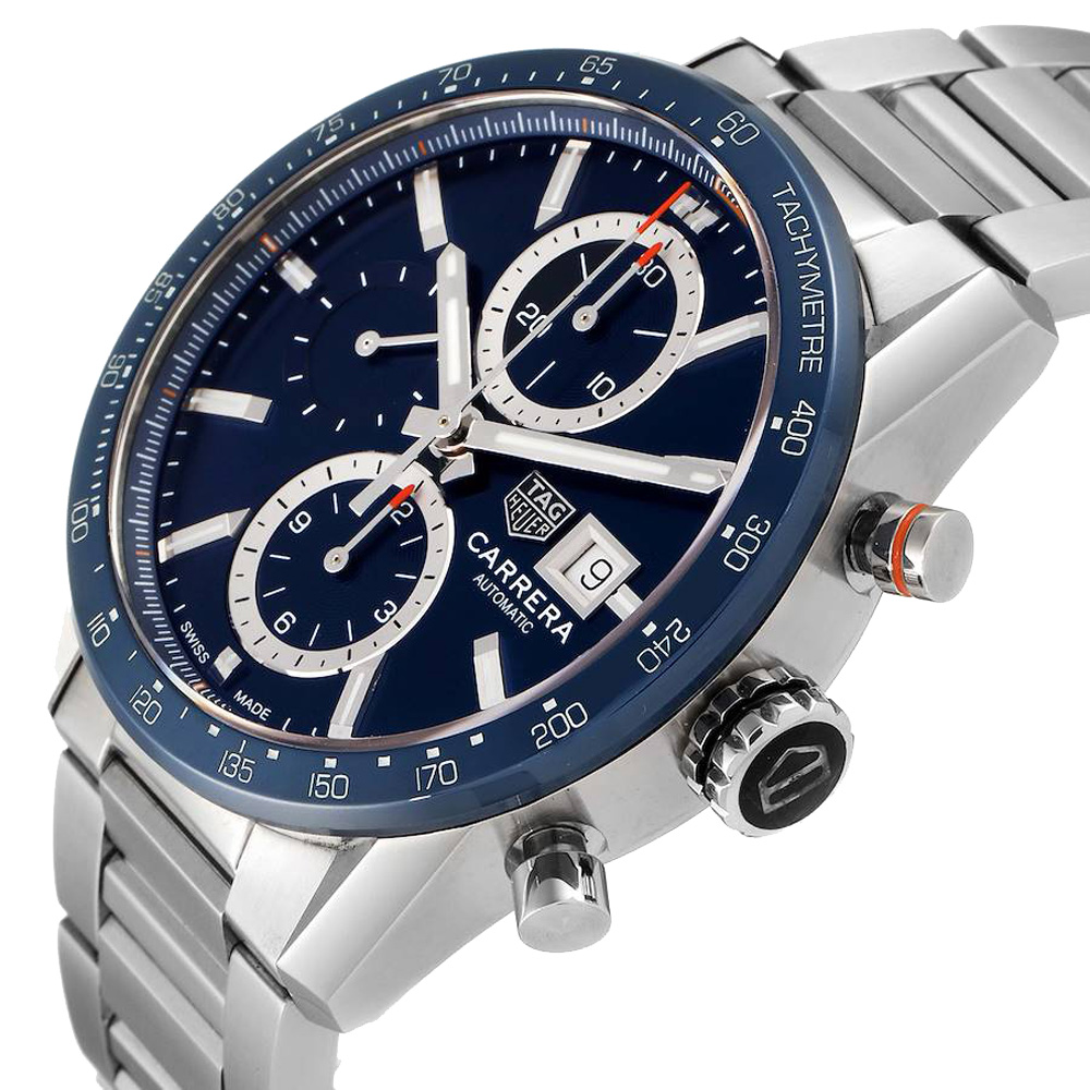 

Tag Heuer Blue Stainless Steel Carrera Calibre 16 Chronograph CBM2112 Men's Wristwatch 41 MM