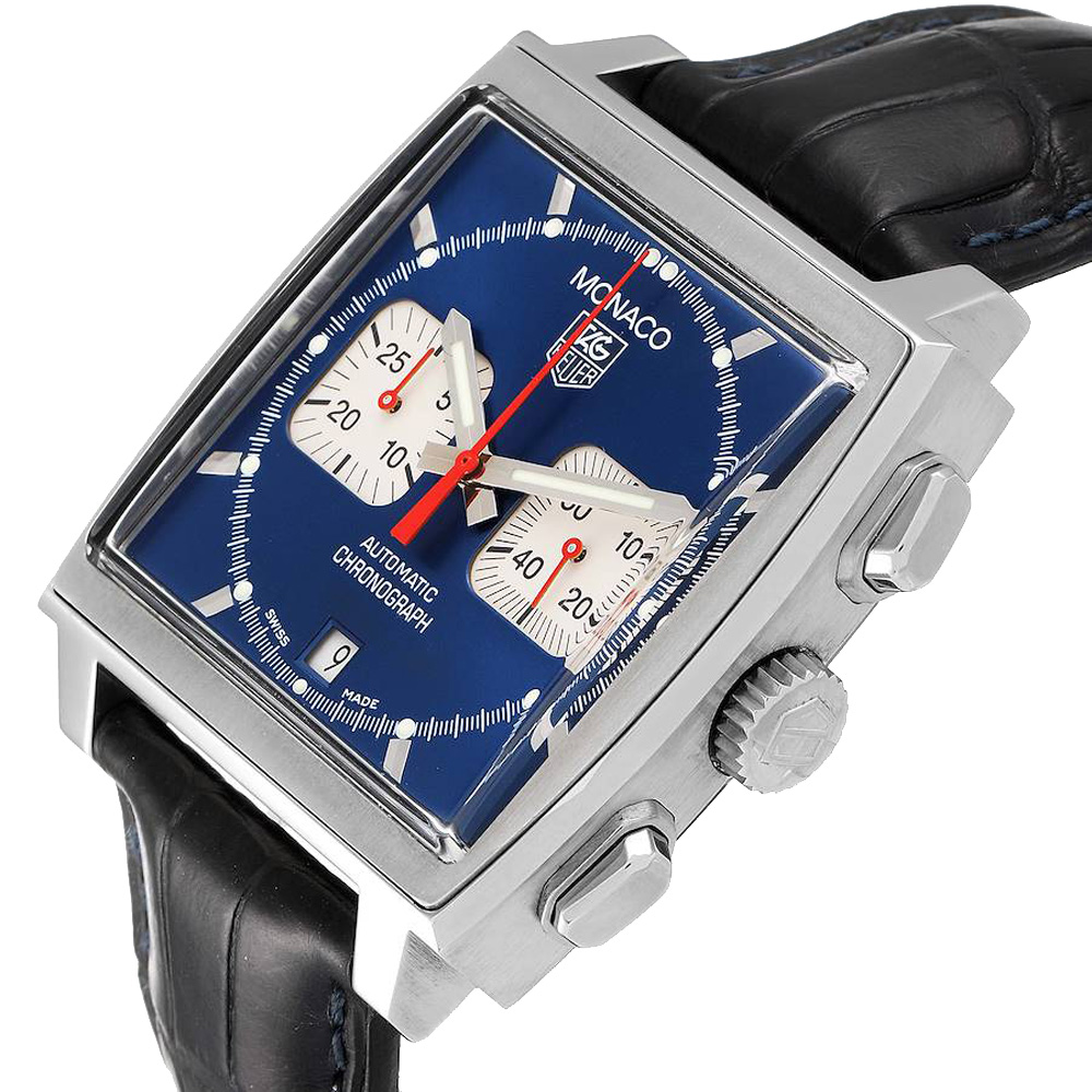 

Tag Heuer Blue Stainless Steel Monaco Automatic Chronograph CW2113 Men's Wristwatch 38 MM