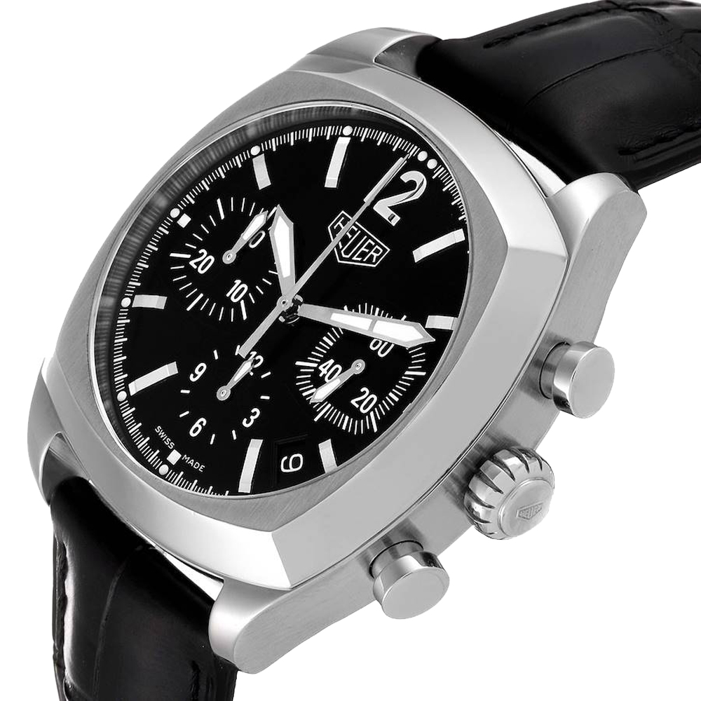 

Tag Heuer Black Stainless Steel Monza Chronograph CR2110 Men's Wristwatch 37 MM