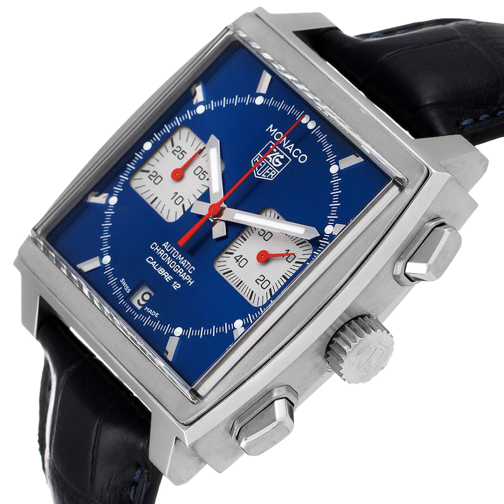 

Tag Heuer Blue Stainless Steel Monaco Calibre 12 CAW2111 Men's Wristwatch 39 MM