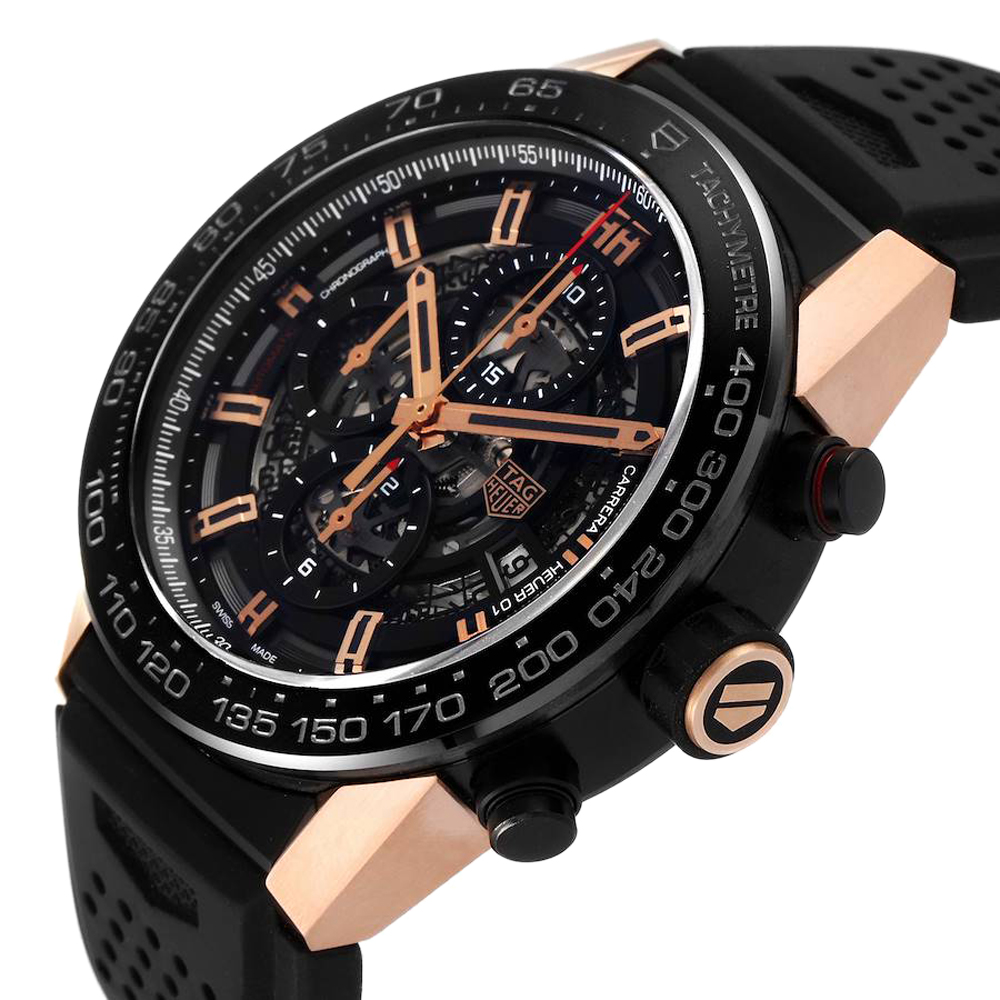 

Tag Heuer Black 18K Rose Gold And Titanium Carrera Caliber Heuer 01 CAR2A5A Men's Wristwatch 45 MM