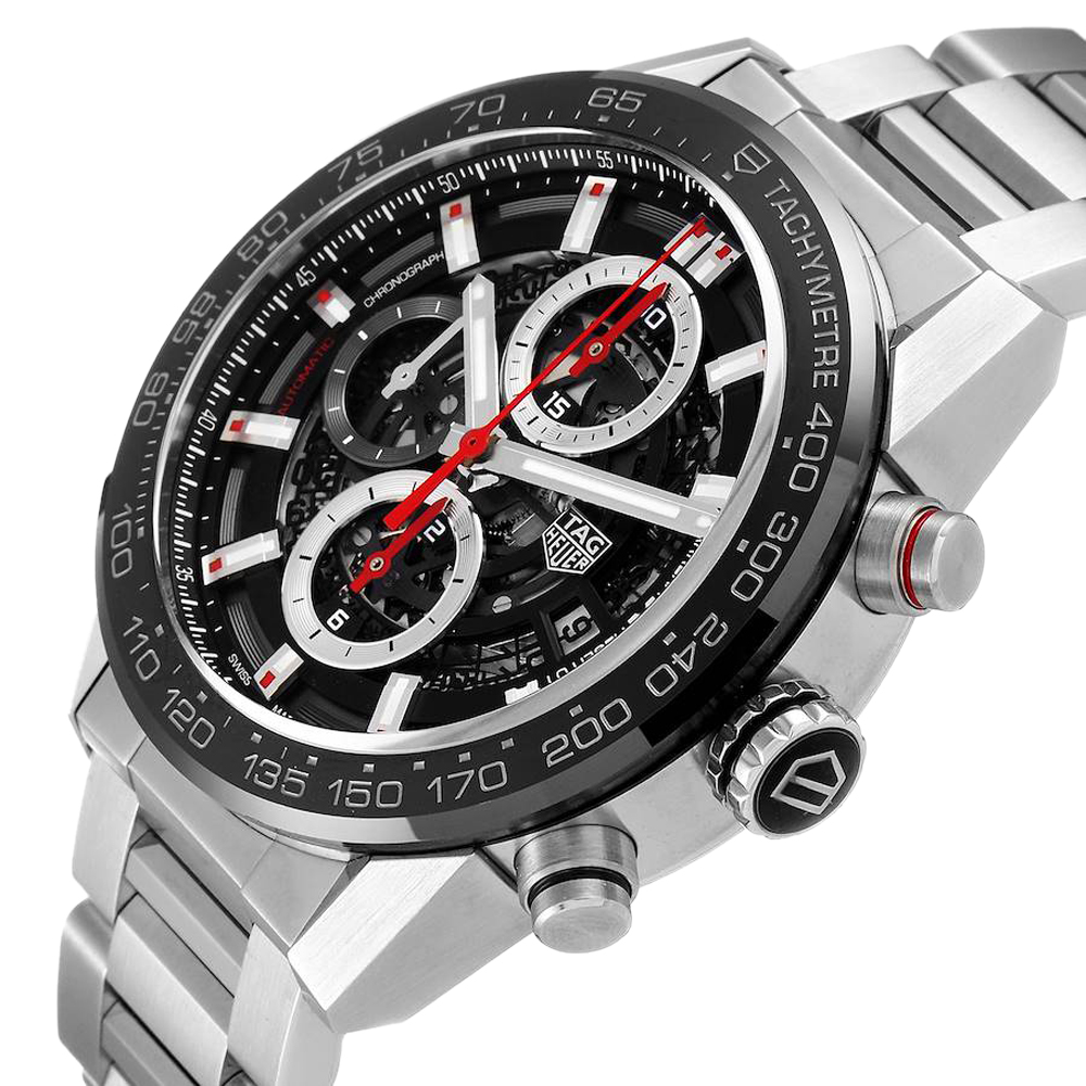 

Tag Heuer Black Stainless Steel Carrera Caliber Heuer 01 CAR201V Men's Wristwatch 43 MM