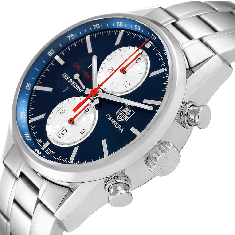 

Tag Heuer Blue Stainless Steel Carrera Fuji Speedway Limited Production CAR211B Men's Wristwatch 41 MM