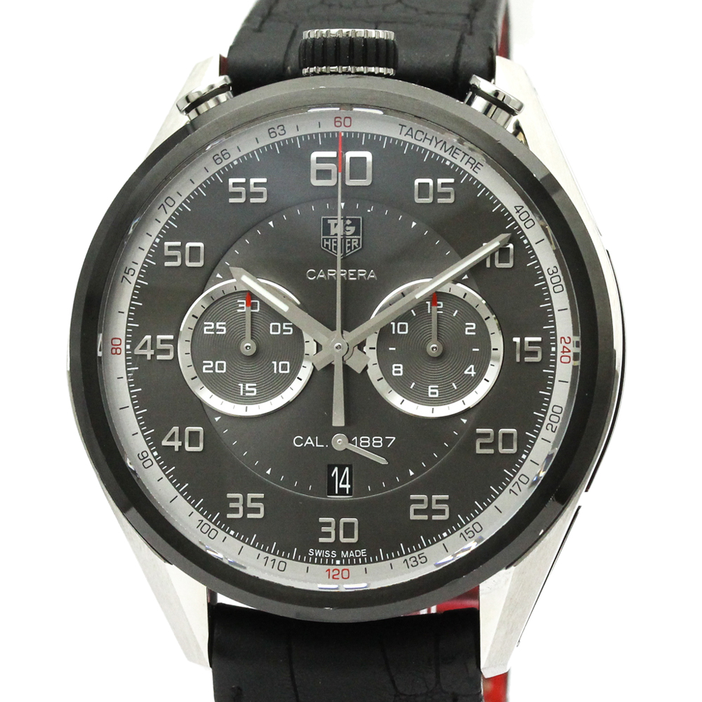 

Tag Heuer Black Titanium And Stainless Steel Carrera Calibre 1887 CAR2C12 Chronograph Men's Wristwatch 45 MM