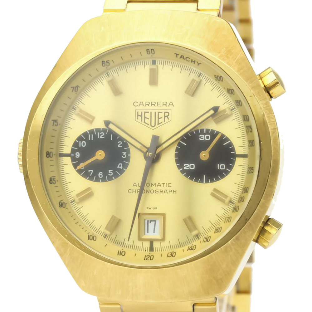 

Tag Heuer Champagne Gold Plated Stainless Steel Carrera Chronograph 110.515 Automatic Men's Wristwatch 39 MM