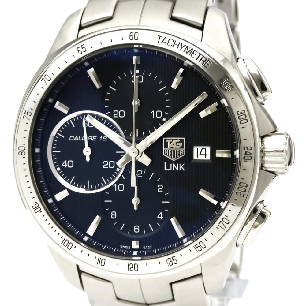 

tag Heuer Black Stainless Steel Link Calibre 16 Chronograph Automatic CAT2010 Men's Wristwatch 43 MM