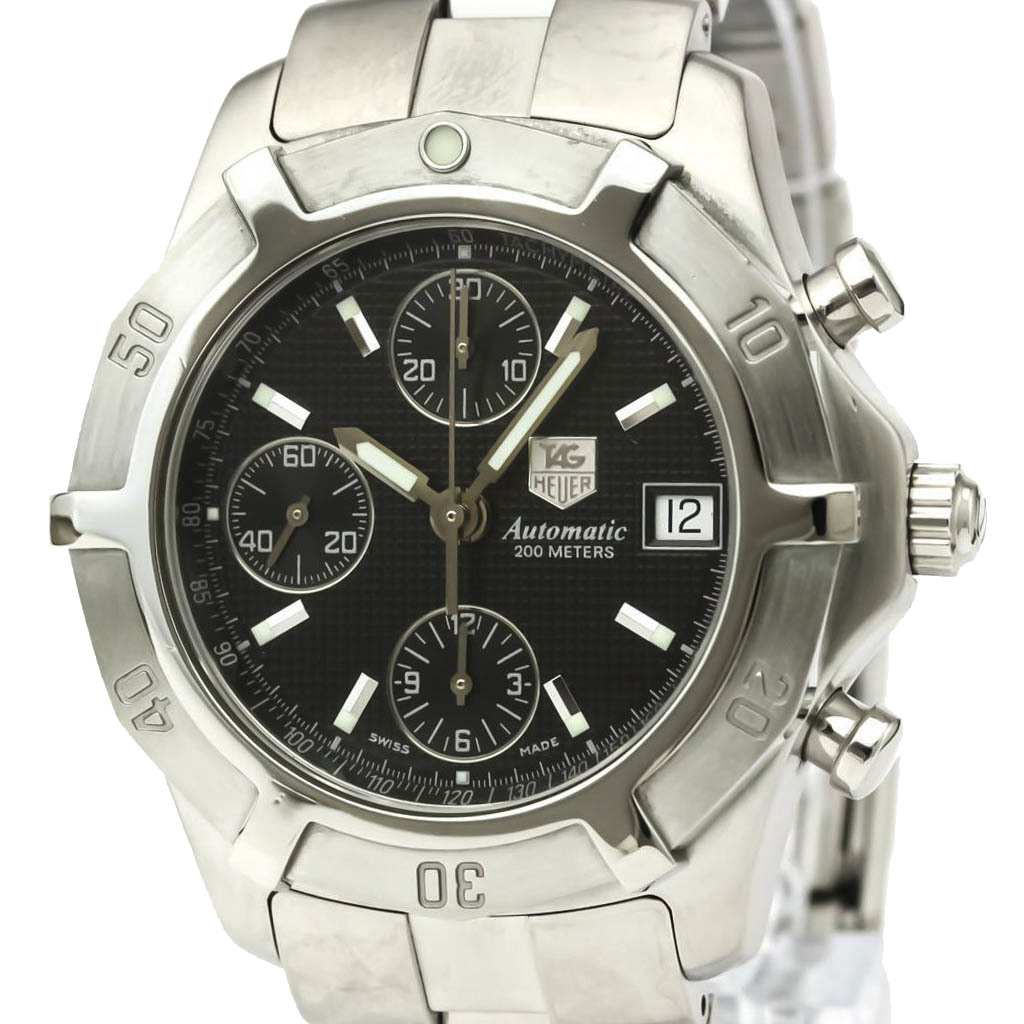 

Tag Heuer Black Stainless Steel 2000 Exclusive Chronograph Automatic CN2111 Men's Wristwatch 41 MM