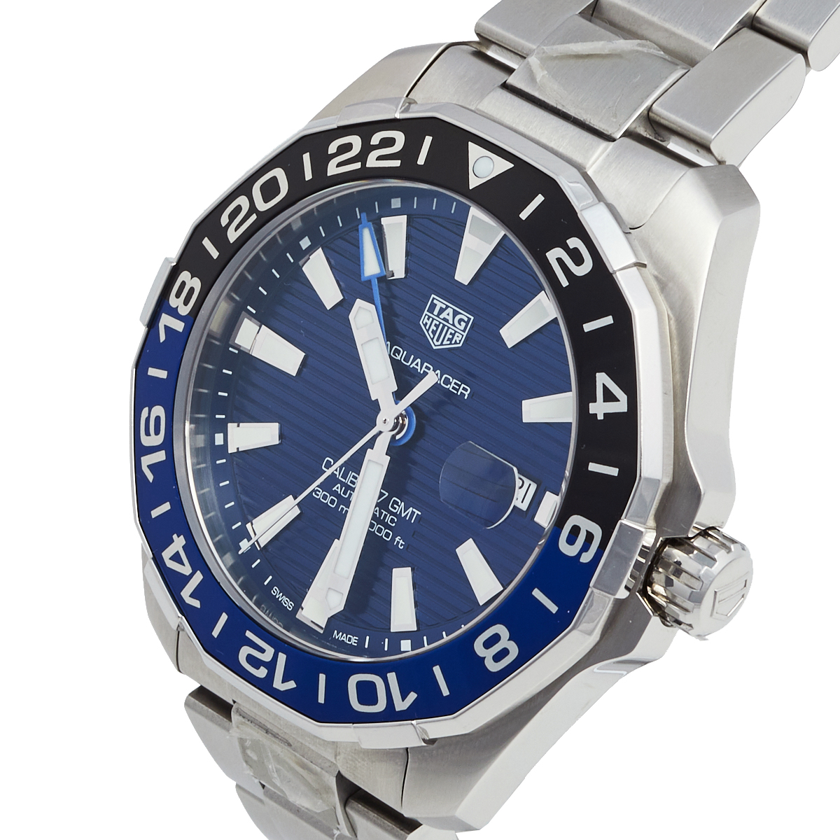 

Tag Heuer Blue Stainless Steel Aquaracer GMT WAY201T Men's Wristwatch