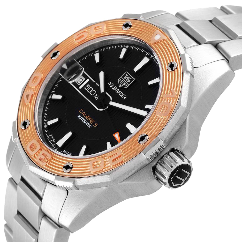 

Tag Heuer Black 18K Rose Gold Stainless Steel Aquaracer WAJ2150 Men's Wristwatch