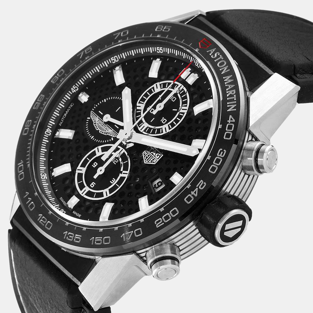 

Tag Heuer Black Stainless Steel Carrera Caliber Heuer 01 Aston Martin Limited Edition CAR2A1AB Men's Wristwatch 43 MM