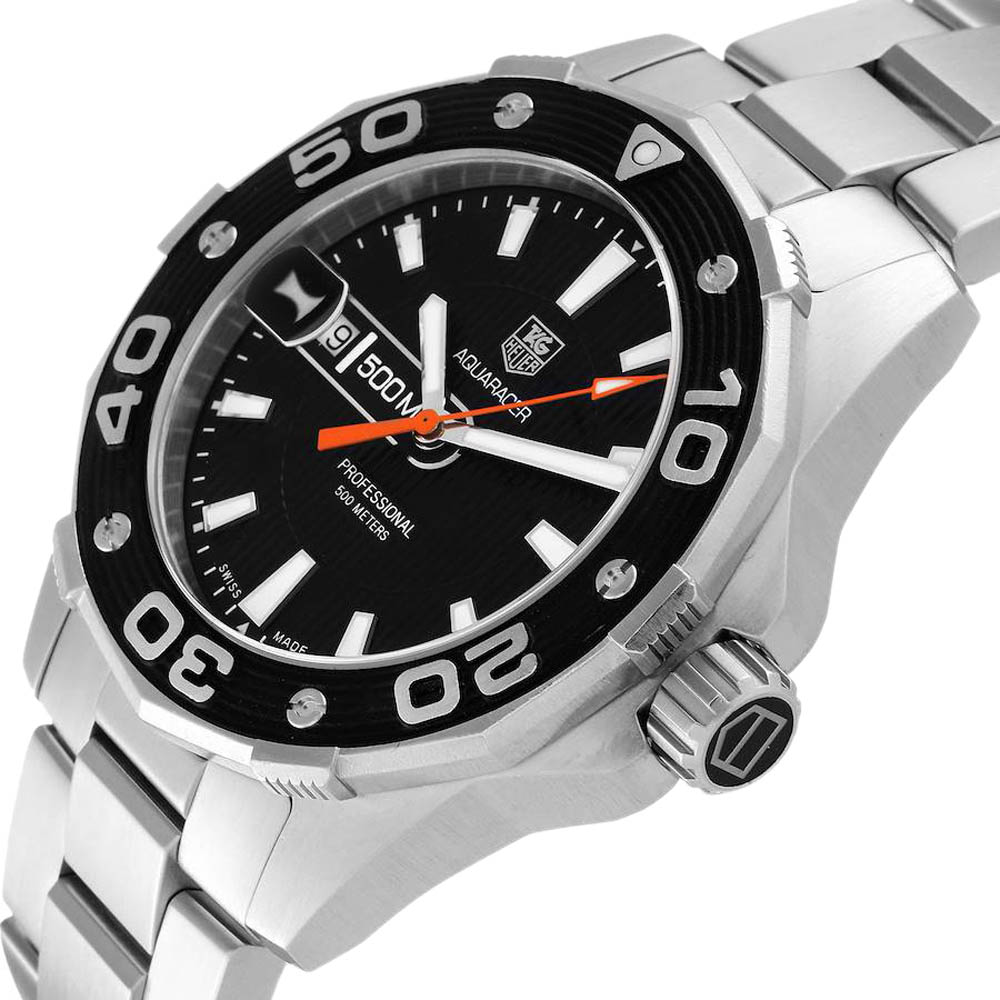 

Tag Heuer Black Stainless Steel Aquaracer WAJ1110 Men's Wristwatch 43 MM