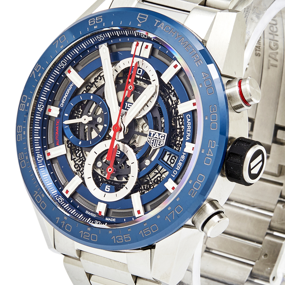 

Tag Heuer Blue Stainless Steel CAR201T Men's Wristwatch