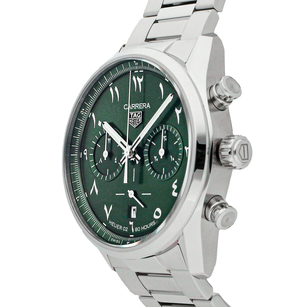 

Tag Heuer Green Stainless Steel Carrera Calibre Heuer 02 Middle East Limited Edition CBN2014.BA0642 Men's Wristwatch 42 MM