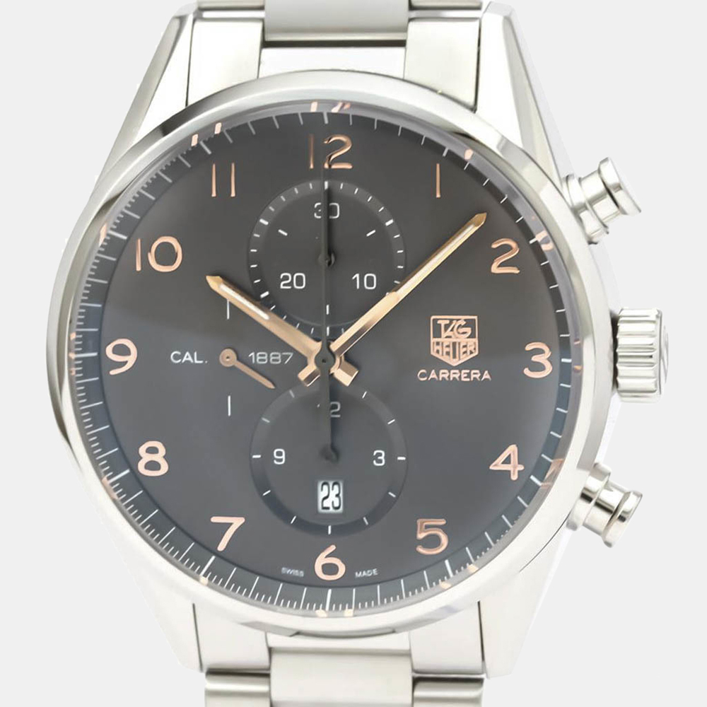 

Tag Heuer Grey Stainless Steel Carrera Calibre 1887 Chronograph CAR2013 Men's Wristwatch 43 MM