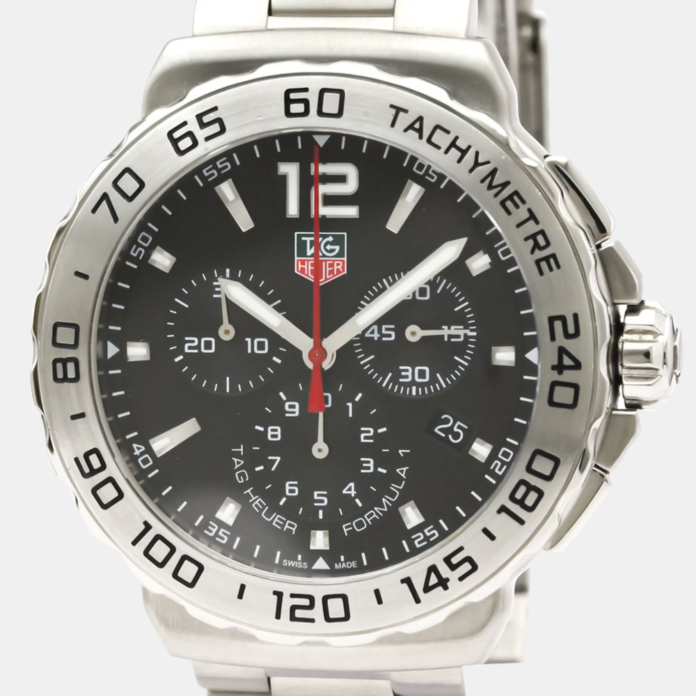 

Tag Heuer Black Stainless Steel Formula 1 Chronograph CAU1112 Quartz Men's Wristwatch 42 MM